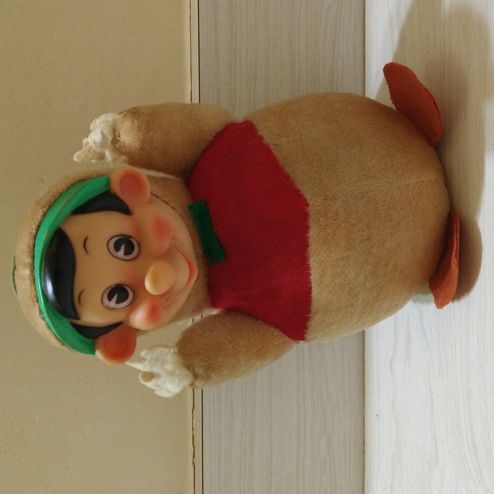 Vintage 1950's Gund Disney Roly Poly Rubb Gace Pinocchio Plush Toy